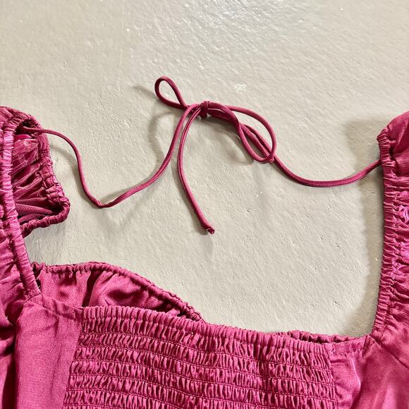 ASTR The Label Wine Red Milkmaid Balloon Sleeve Top Size M NWT - Picture 12 of 14